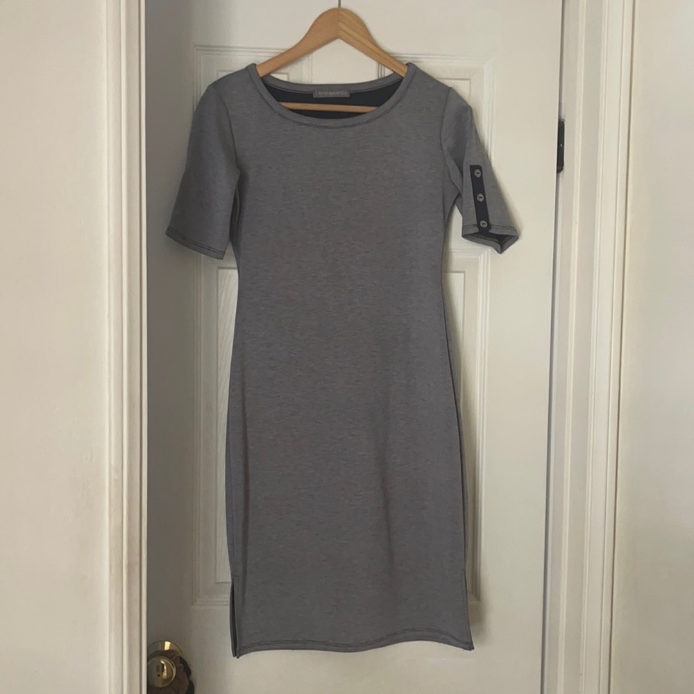 Blue and white thin stripe dress